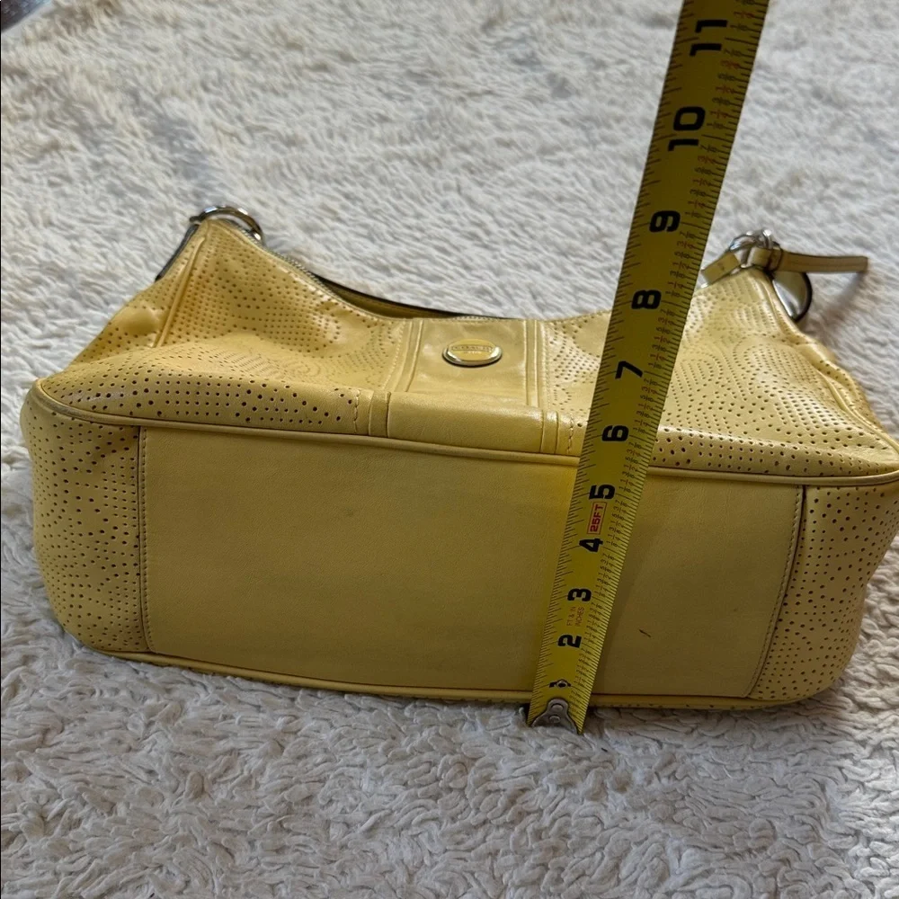 COACH Signature Stripe Convertible Hobo Bag YelowPerforated Leather F23241